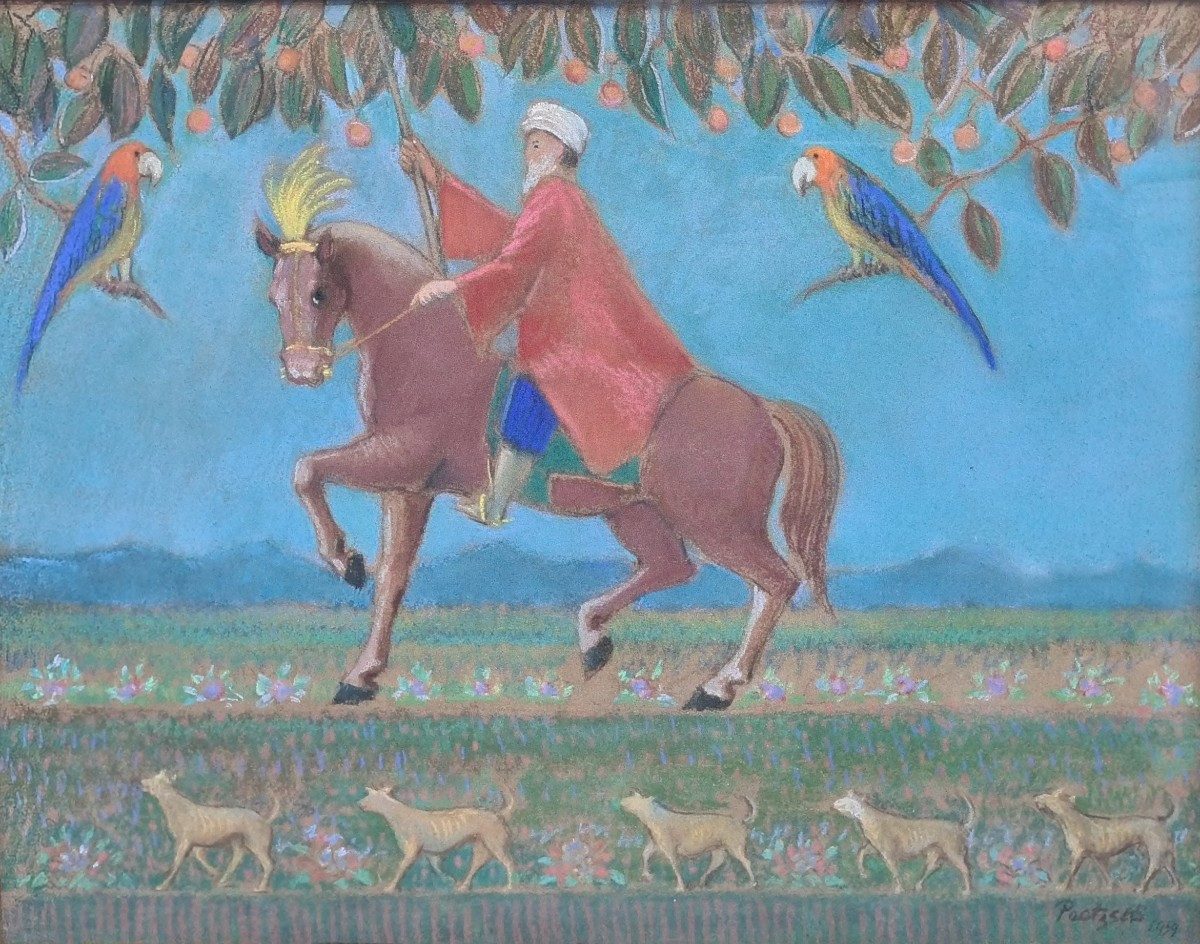 Persian Horseman By Swiss Artist Gustave Poetzsch