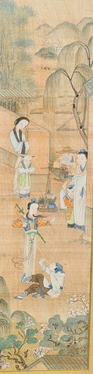 Triptyque peint sur soie chinois-photo-4