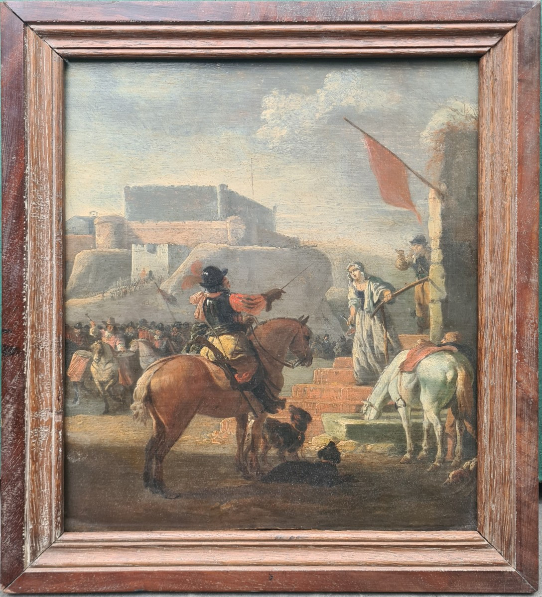 scène militaire par un artiste hollandais du siècle d'or-photo-2