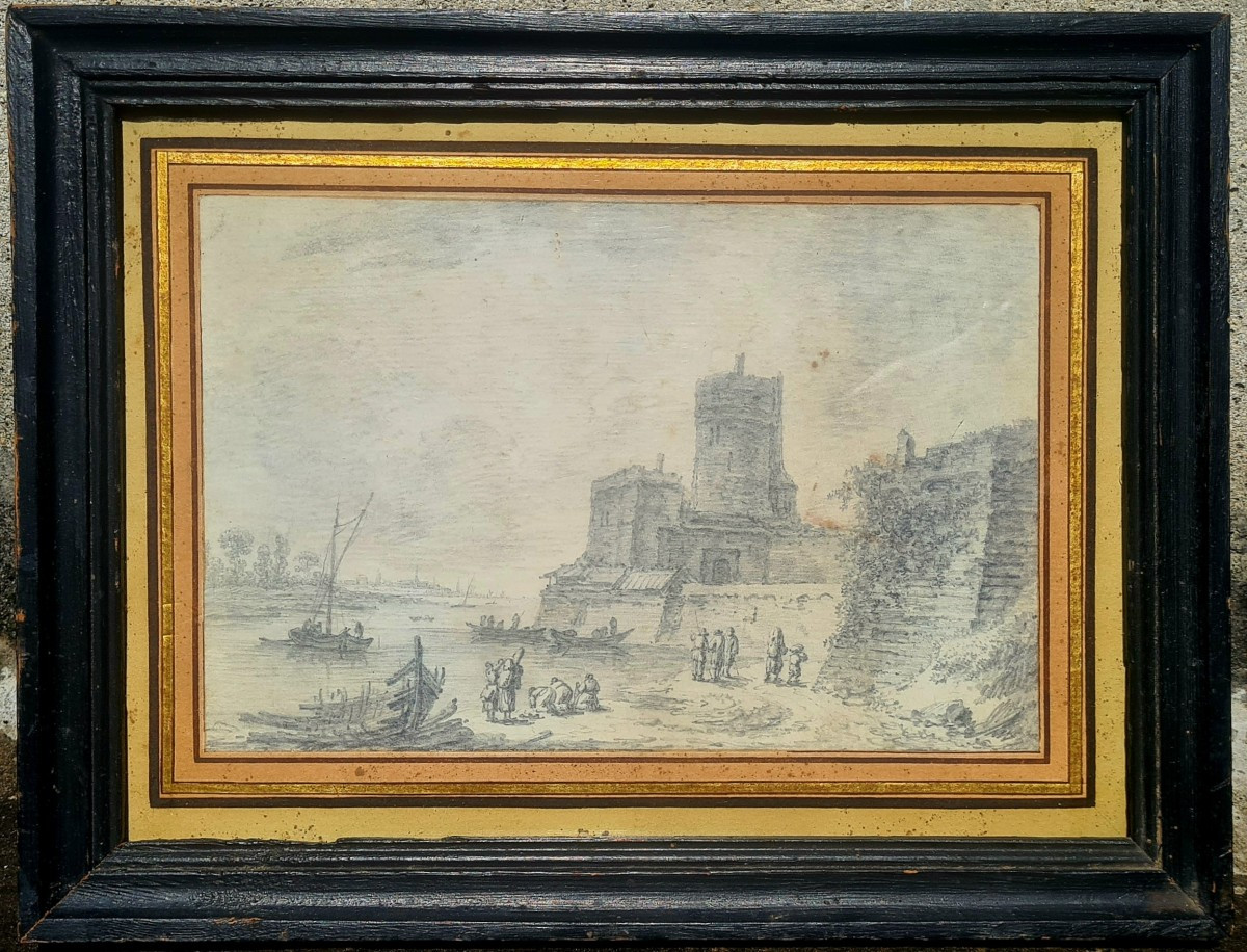 Dutch Port By A Follower Of Van Goyen-photo-2