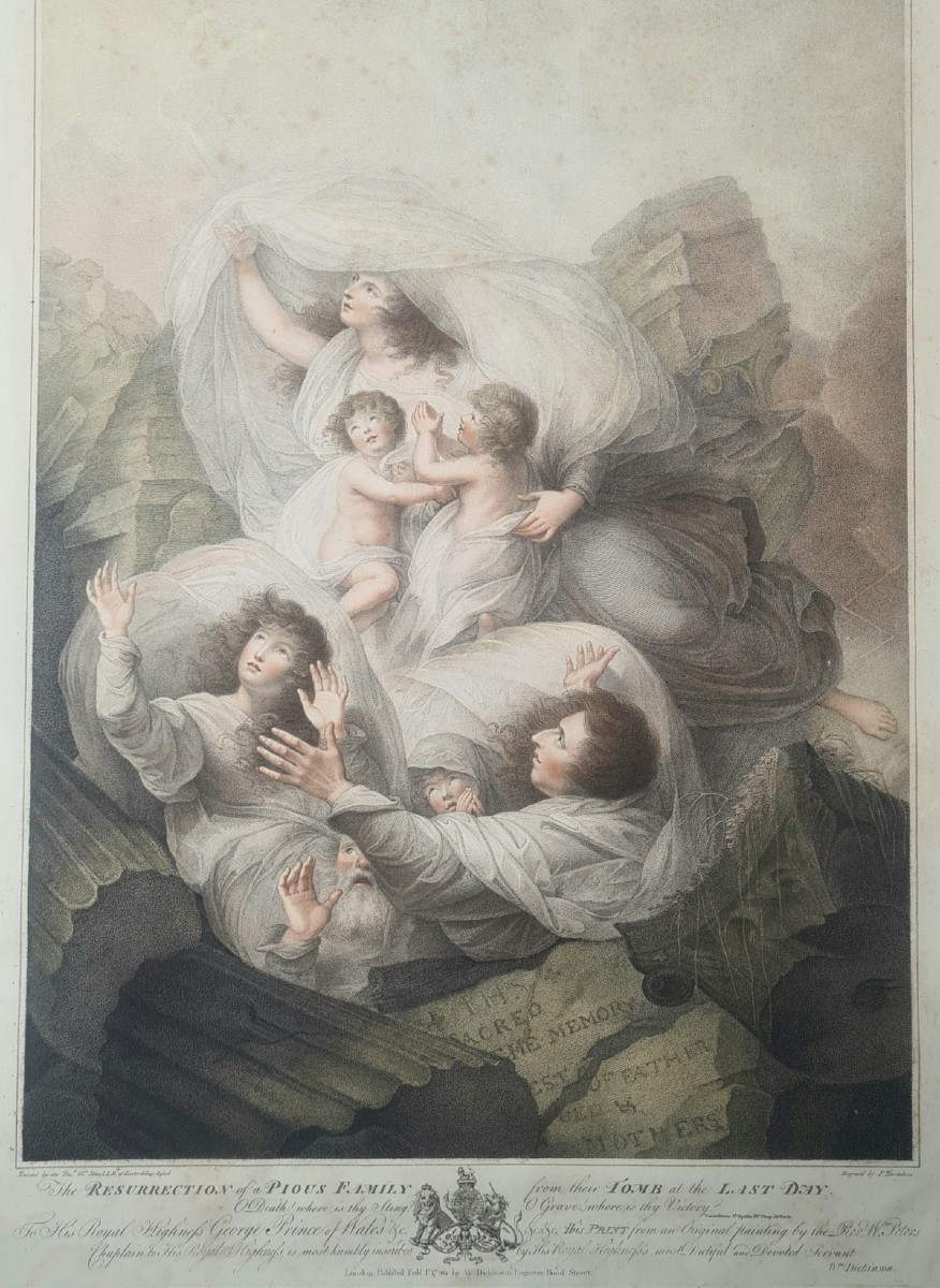 La resurection d'une famille pieuse gravée par Francesco Bartolozzi d'après William Peters