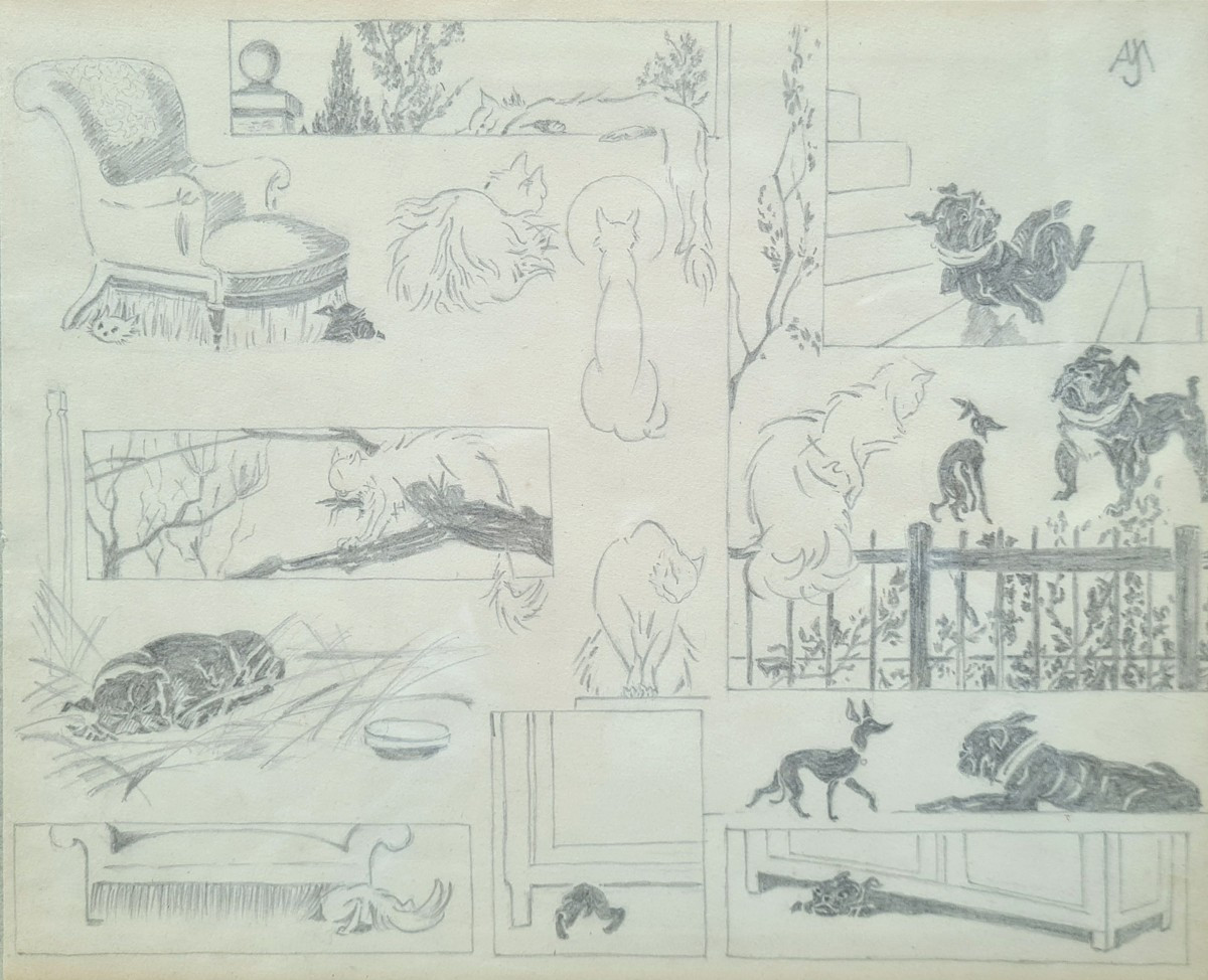 Entre chat et chiens II par Jacques Nam