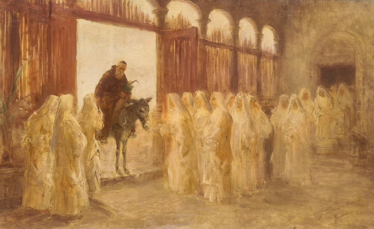 L'arrivée du moine au couvent, esquisse par Francesco Bergamini 