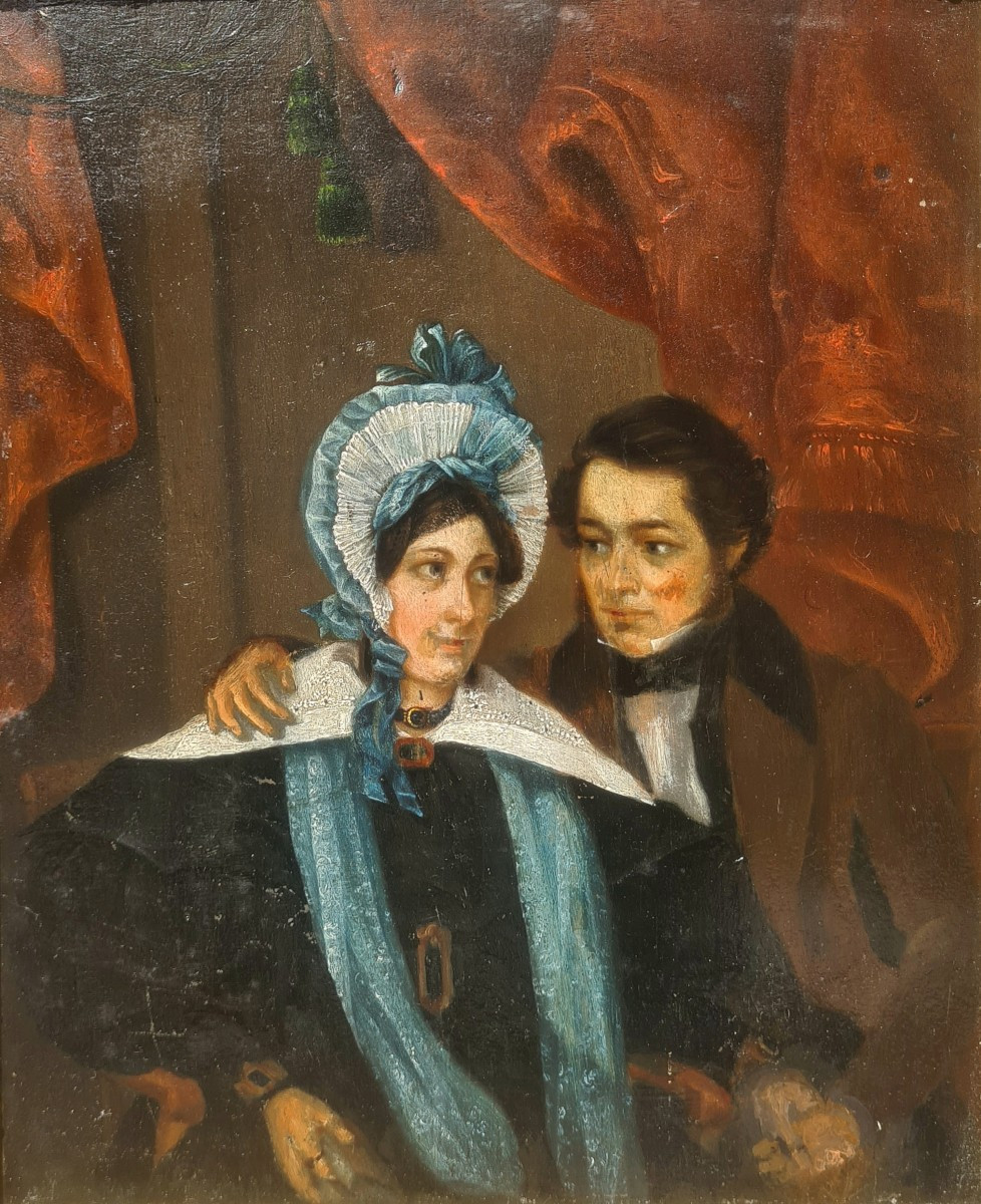 portrait d'un jeune couple sous Louis-Philippe 