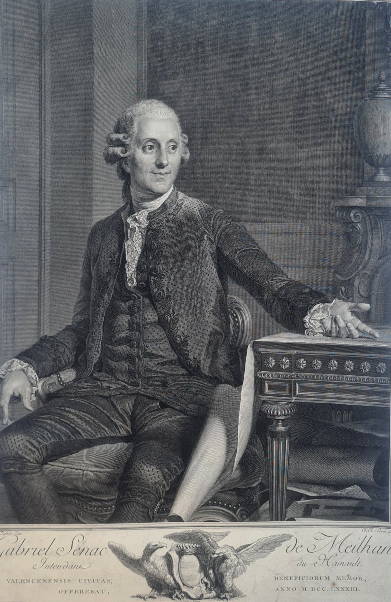 Engraved Portrait Of Gabriel Sénac De Meilhan, Based On A Work By Joseph Siffred Duplessis -photo-2