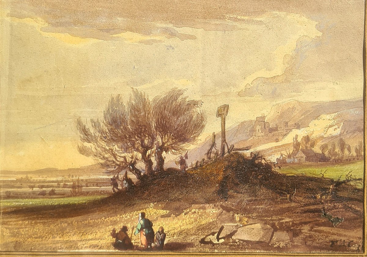 aquarelle romantique, paysage 