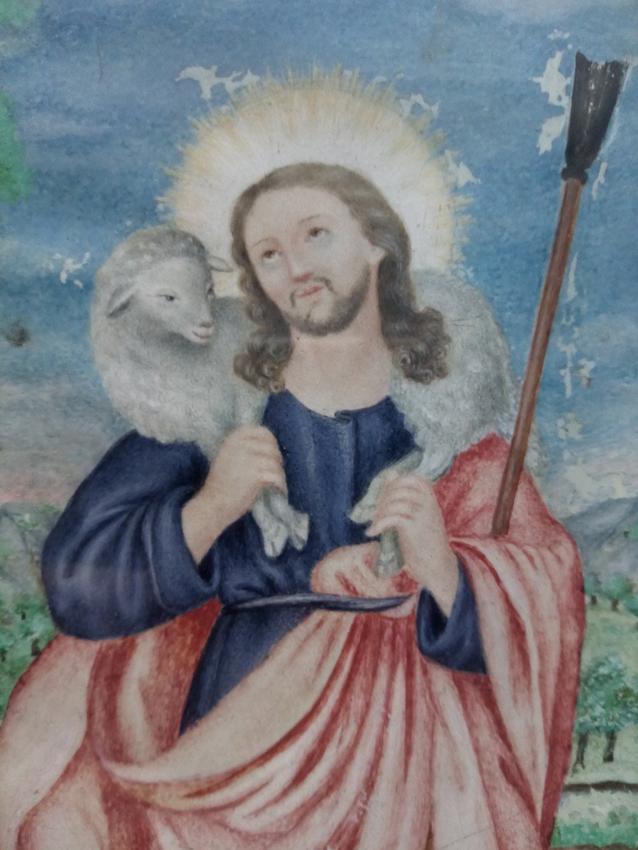 Large Illumination On Parchment Good Shepherd-photo-3