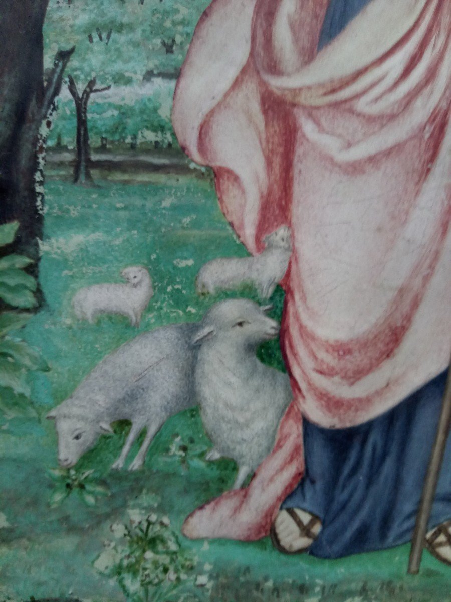 Large Illumination On Parchment Good Shepherd-photo-4