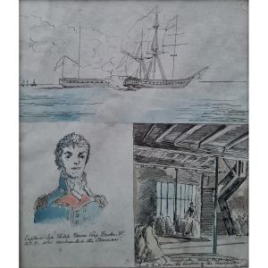 Aquarelle Marine Guerre Anglo Américaine 