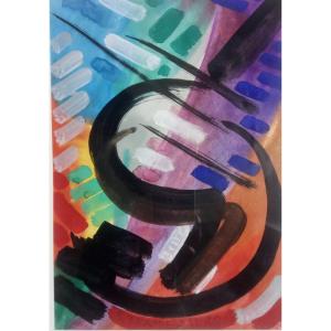 Raymond Trameau Aquarelle Abstraite 