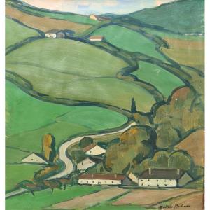 Paysage de franche comté par Madeleine Doillon Toulouse femme Peintre