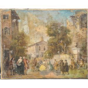 Place de village italien au XVIIIe siècle 