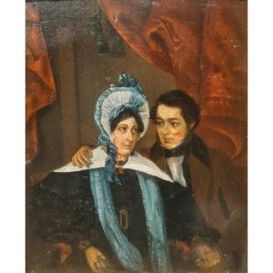 portrait d'un jeune couple sous Louis-Philippe 