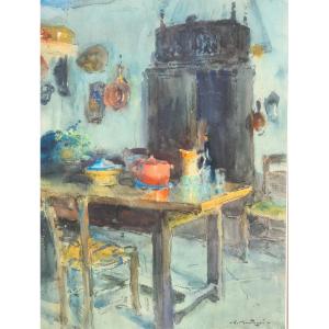 intérieur de cuisine par Louis Agricol Montagné