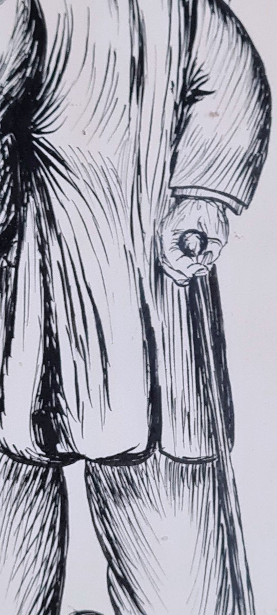 Pierre Vidal Large Indian Ink Drawing Belle Epoque Late Nineteenth Early Twentieth Art Nouveau Caleche-photo-2