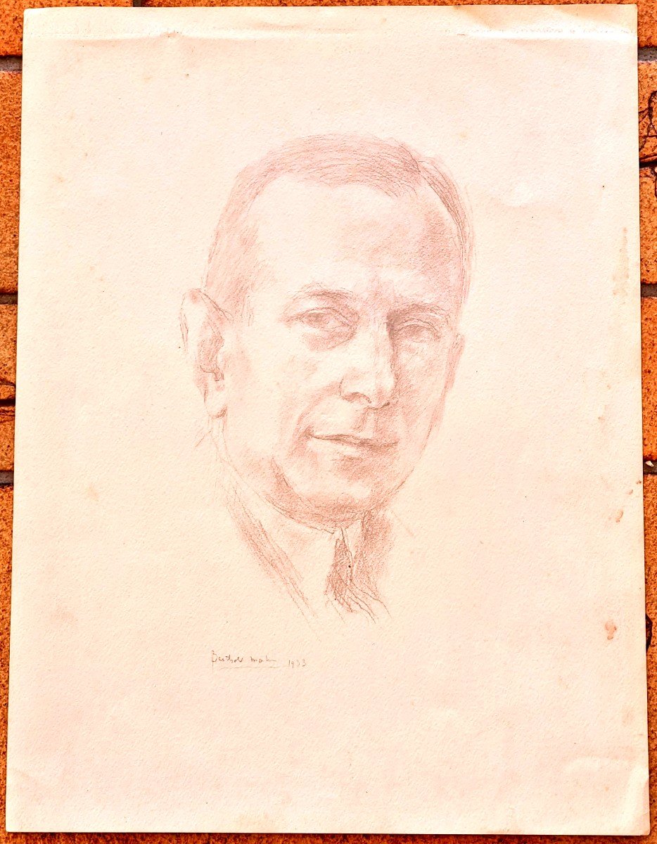 Cf Museum Metropolitan Of Art Hand Drawing Circa 1933 Rare  Self-portrait Berthold Charles Désiré Mahn Signė Datė Art Deco Period-photo-3