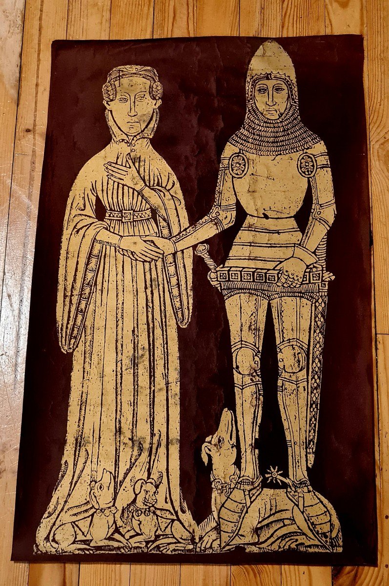 Large Litho Poster Sir Edward & Lady Elyne Cerne, 1393 And 1418 Medieval Art -photo-2