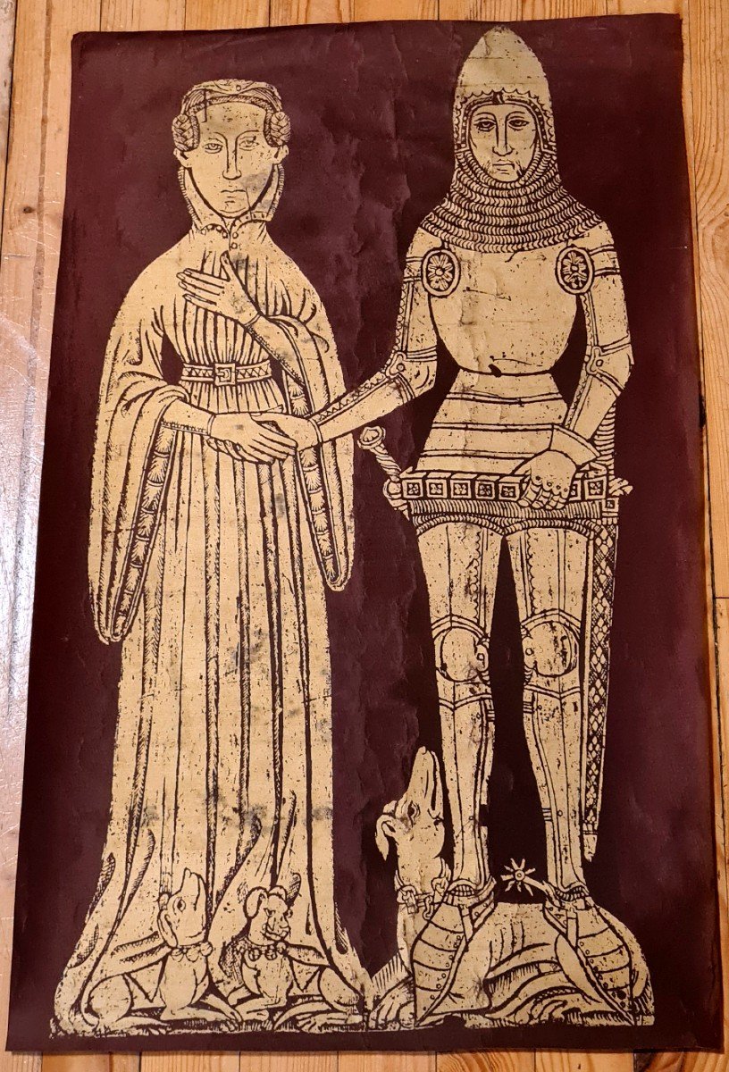 Large Litho Poster Sir Edward & Lady Elyne Cerne, 1393 And 1418 Medieval Art -photo-3