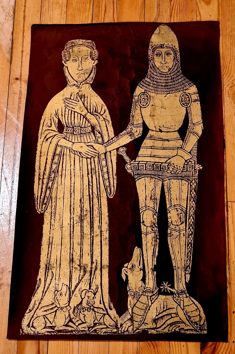 Large Litho Poster Sir Edward & Lady Elyne Cerne, 1393 And 1418 Medieval Art 