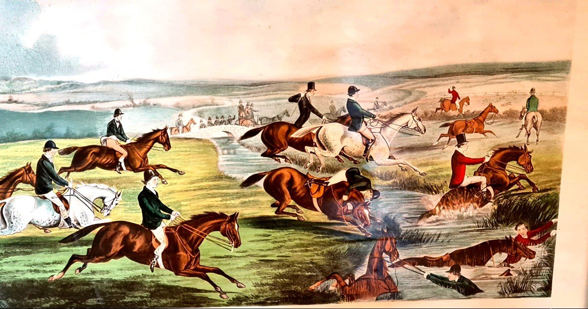 XIXe 1848 The Oxford Drag Cheval Chevaux Course Chasse Hippisme Hippique Chasse A Cour Anglais -photo-2