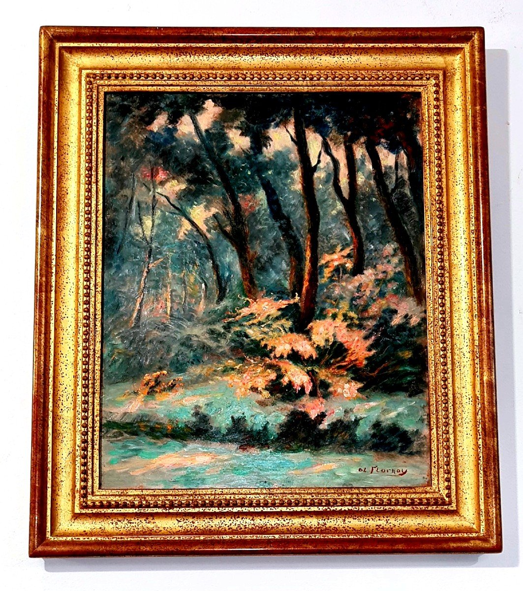 Cf Musėe De Cognac Olivier Flornoy  tableau peinture de sous bois charentais fleurs 