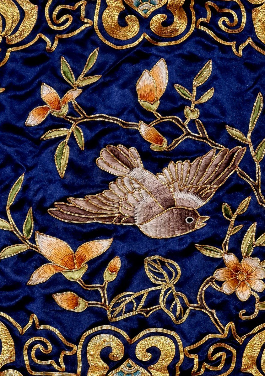 Embroidered Silk Circa Art Nouveau Art Deco Asie Chine-photo-4