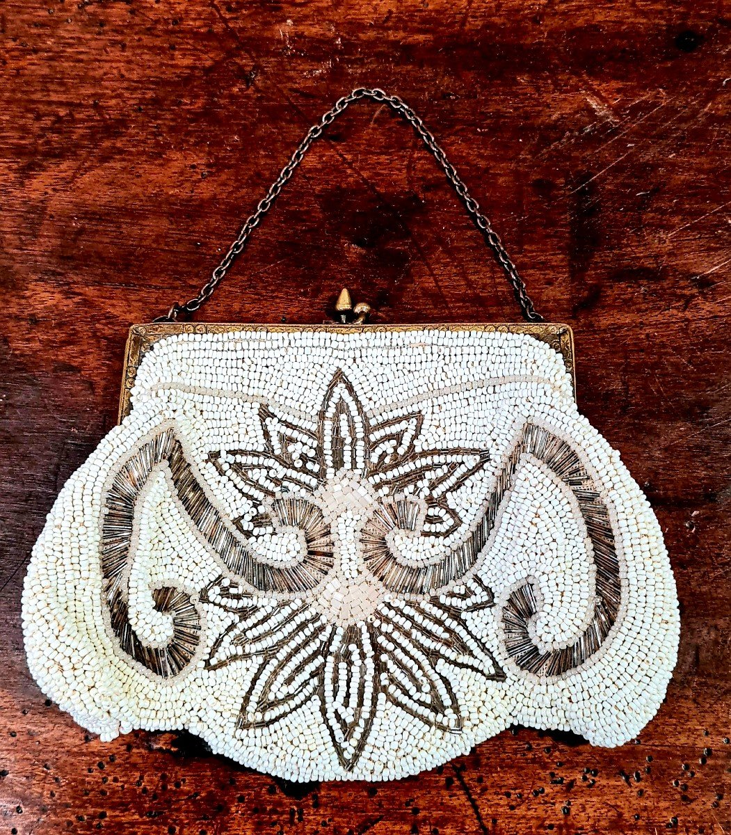 Sac De Soirėe A Main  Aumoniere En Perlė  Circa 1920 Art Nouveau Art Dėco -photo-2