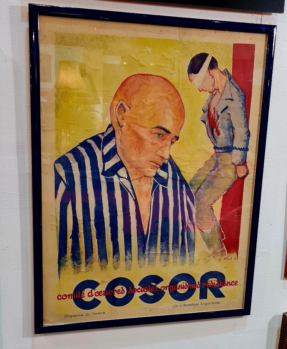 Rare Affiche  d époque Cosor resistance militaria camps déporté fusillé guerre 39 / 45-photo-2