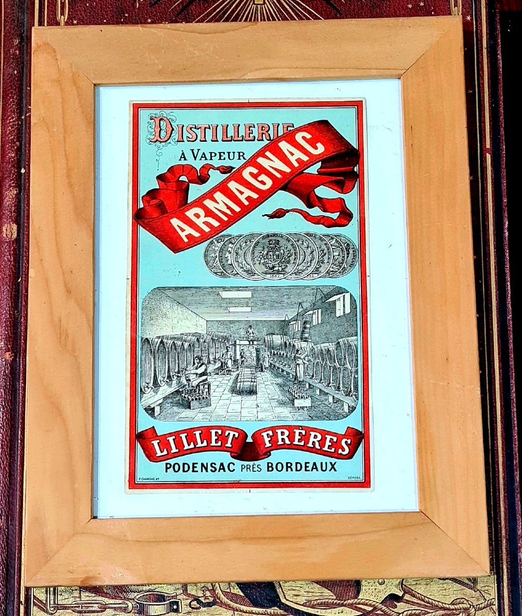  Litho Poster Framed Lillet Bordeaux Period 1900 Aquitaine Gironde Pub Déco Publicity