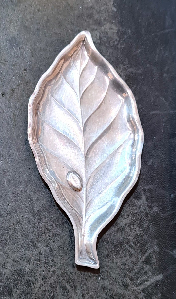 Soldes 90e -> 70e  Argent Massif Feuille Avec Grain De Café Vide Poche Decoration colombie bogotta-photo-4