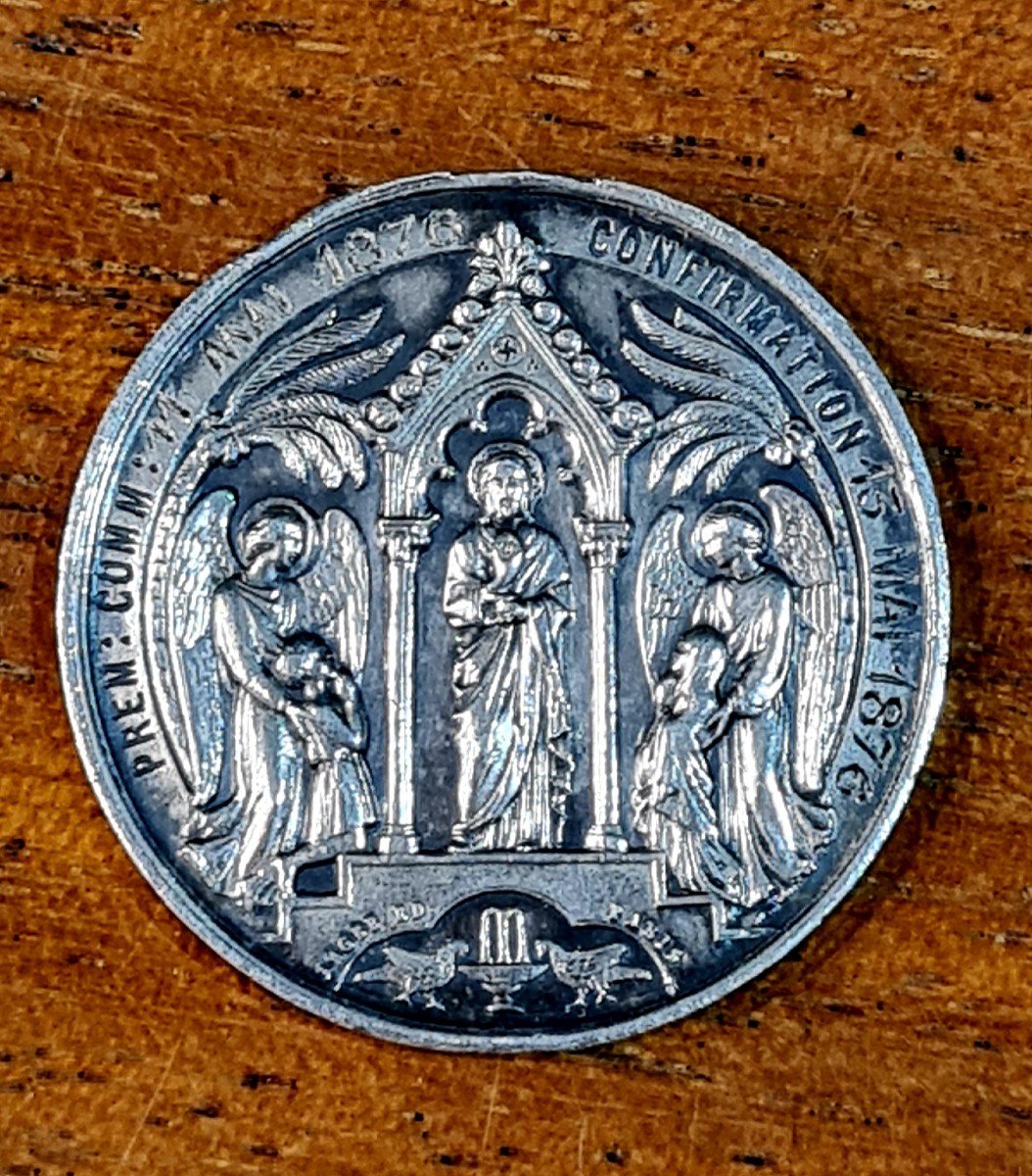 Sterling Silver Rare Baptism Medal Of H Colleville Napoleon 3 Napoleon III