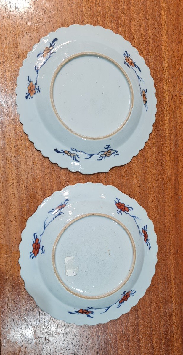 Rare Pair Of Plates With Tobacco Leaf Decor. Qianlong Famille Rose White Blue Qing Dynasty  China Chinese-photo-6