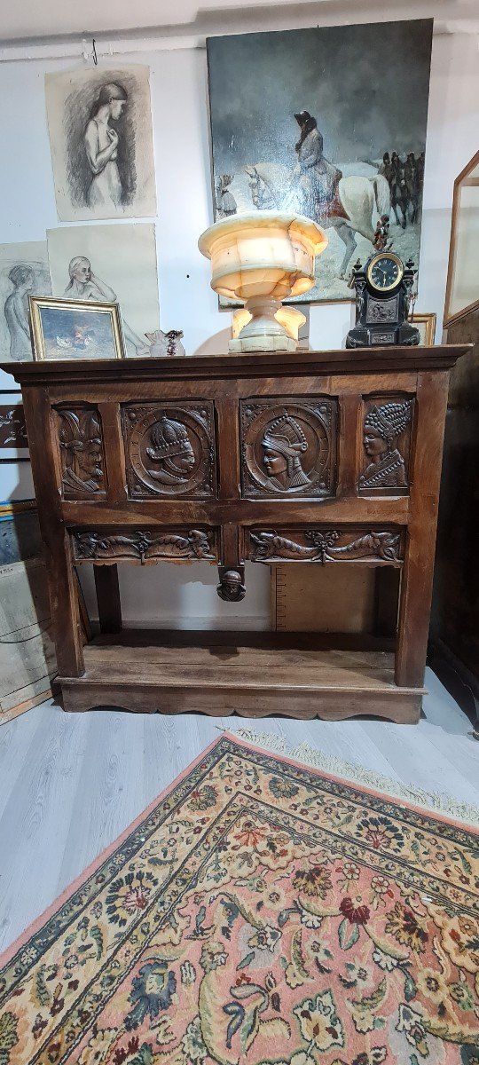 Cabinet Credenza Walnut Dresser Neo Gothic Sideboard Console-photo-7