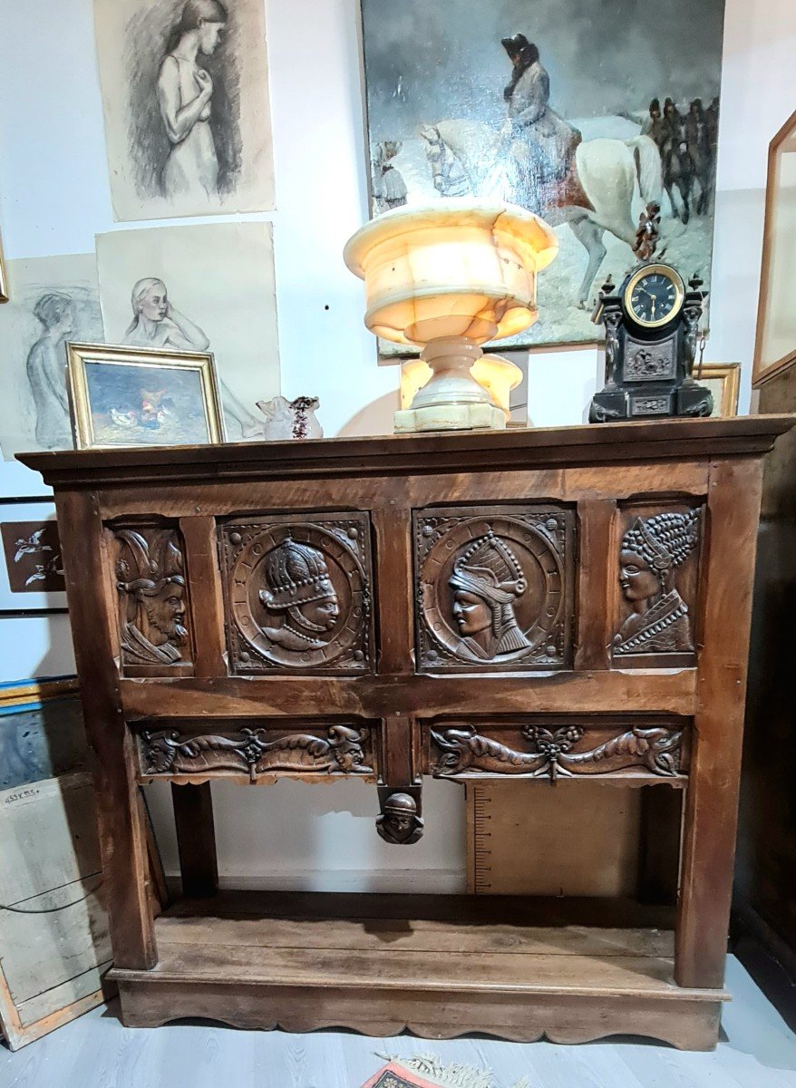 Cabinet Credenza Walnut Dresser Neo Gothic Sideboard Console