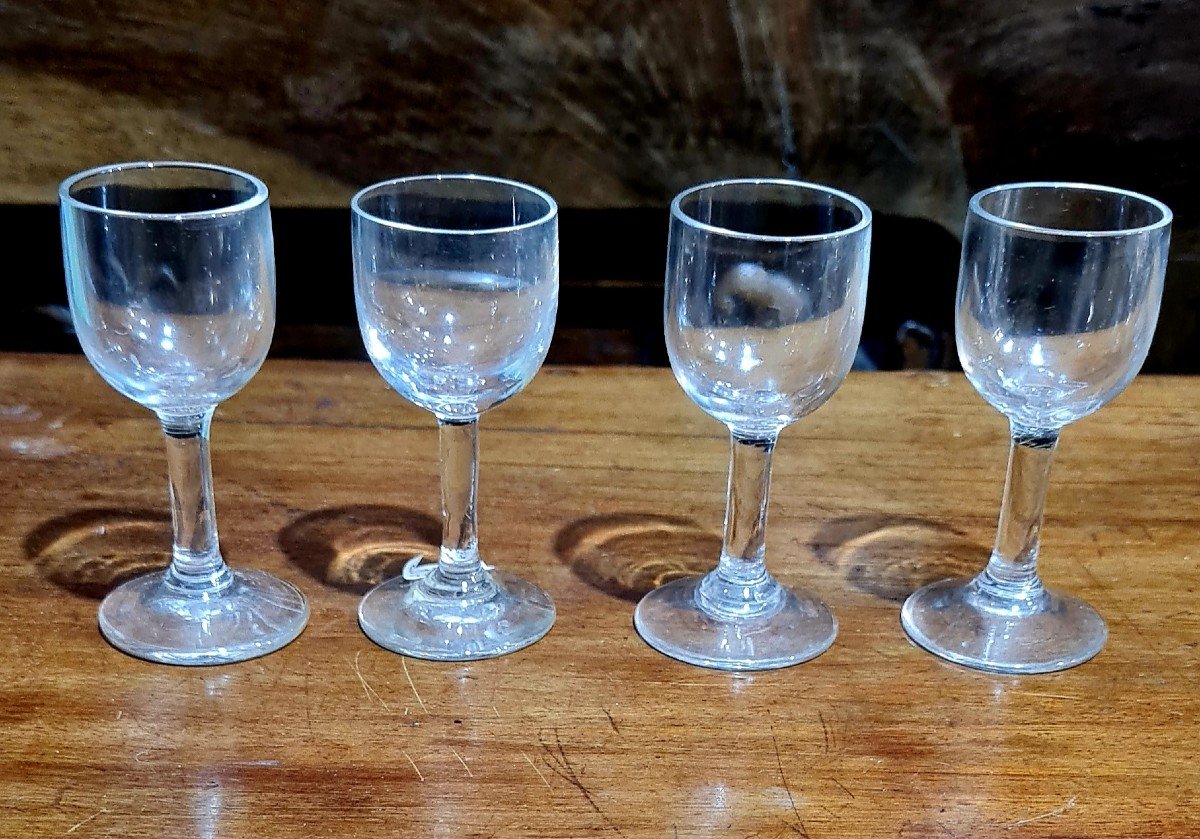 Serie 4 Verres Cristal soufflé XIX Eme Saint Louis Ou Baccarat-photo-2