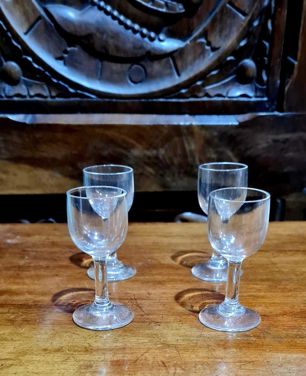Serie 4 Verres Cristal soufflé XIX Eme Saint Louis Ou Baccarat-photo-3