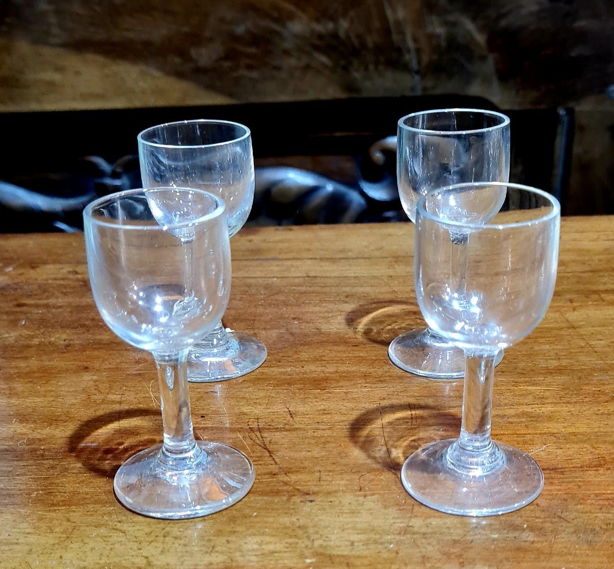 Serie 4 Verres Cristal soufflé XIX Eme Saint Louis Ou Baccarat-photo-4