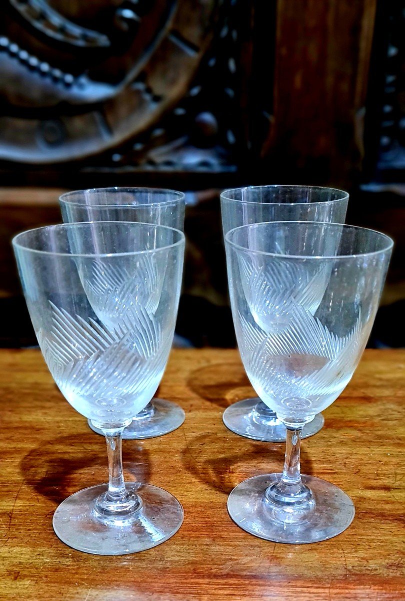 Series 4 Crystal Glasses XIX Eme Saint Louis Or Baccarat-photo-2
