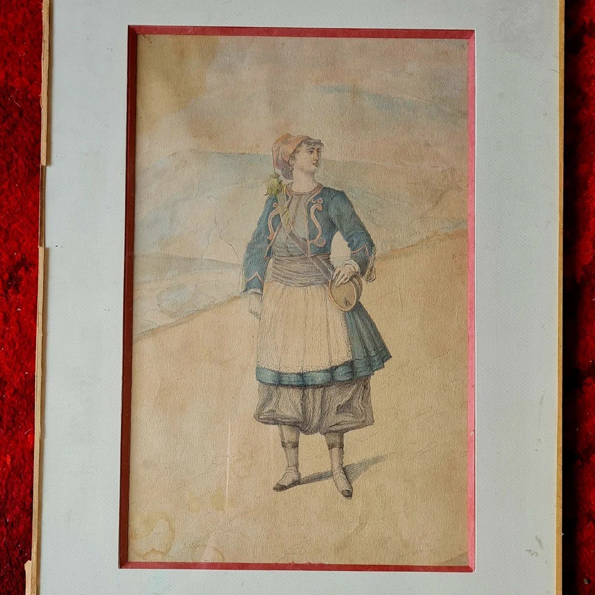 Old Watercolor, Well Treated. Signed.-photo-2