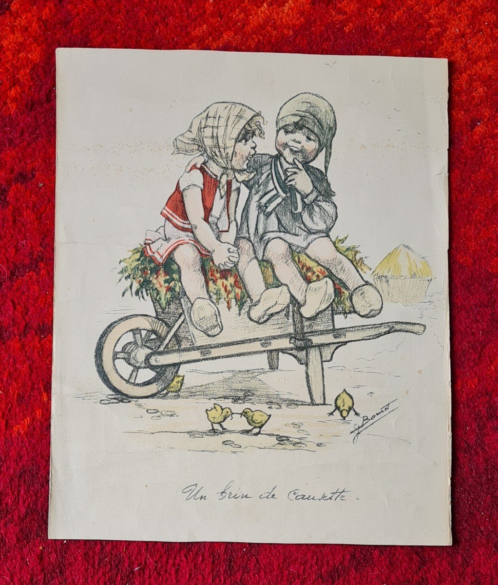 Proantic Germaine Bouret (19071953) "un Brin De Causette" Planch