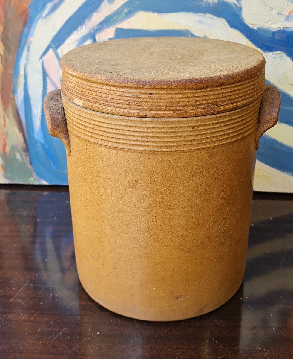 Stoneware Salt Pot Gres Terracotta XIX E 19 E Shabby Chic "popular Art.-photo-4
