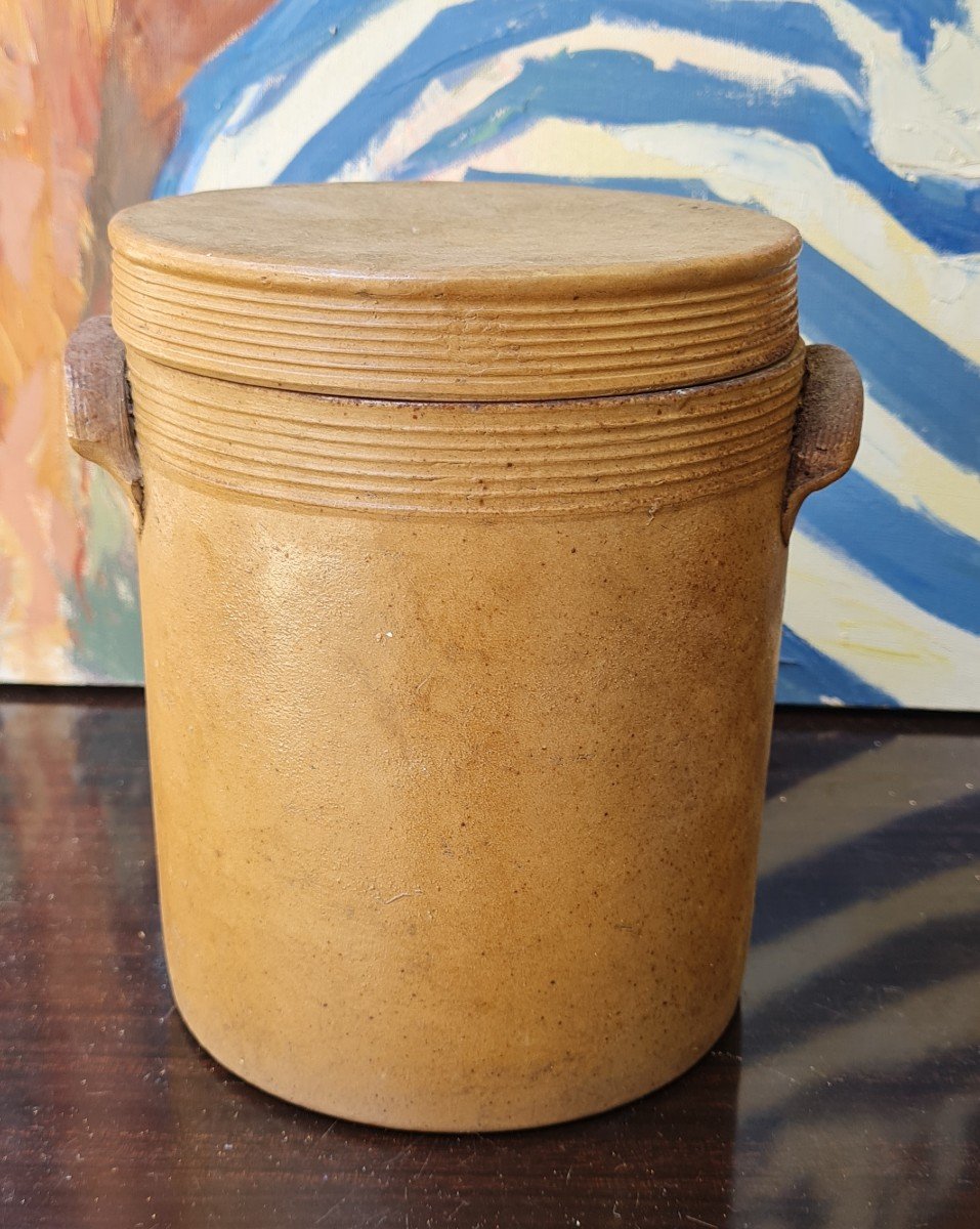 Stoneware Salt Pot Gres Terracotta XIX E 19 E Shabby Chic "popular Art.-photo-3