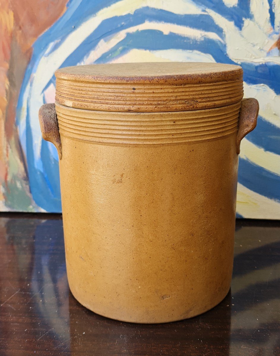 Stoneware Salt Pot Gres Terracotta XIX E 19 E Shabby Chic "popular Art.-photo-7