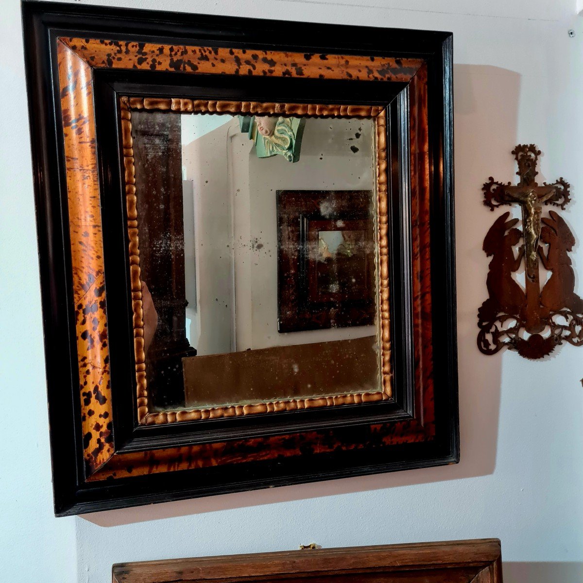 Important Miroir XVII Eme Ecaille 62 X 70 Cms-photo-7