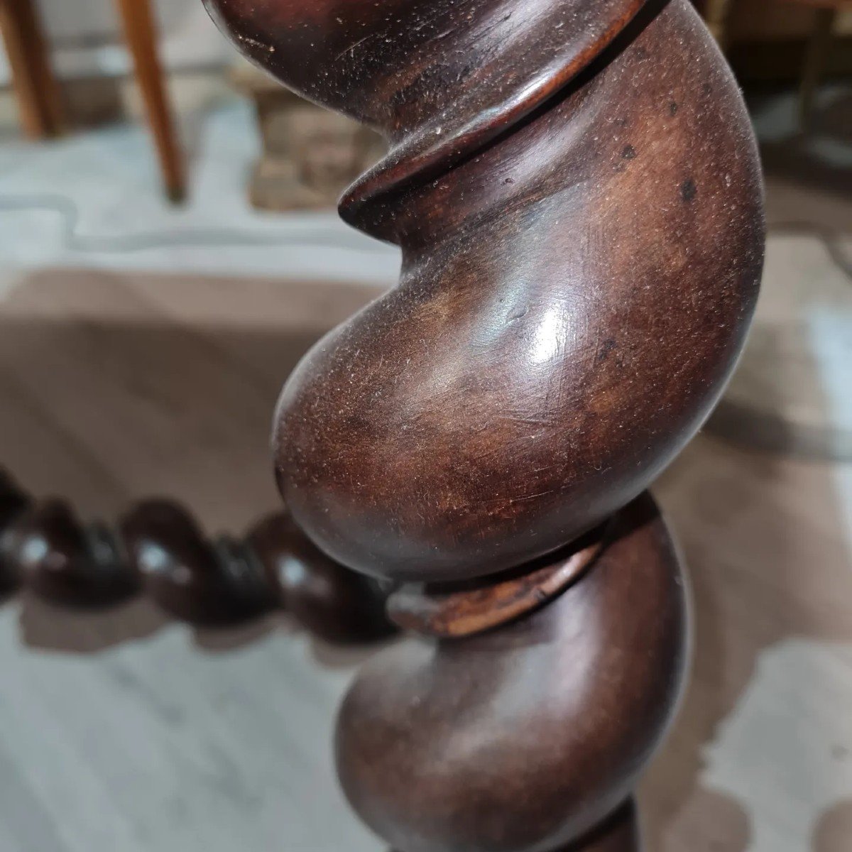 Table Office Living Room Louis XIII Walnut Twisted Base Period XVII E-photo-2