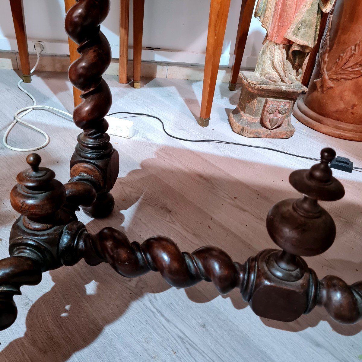 Table Office Living Room Louis XIII Walnut Twisted Base Period XVII E-photo-3