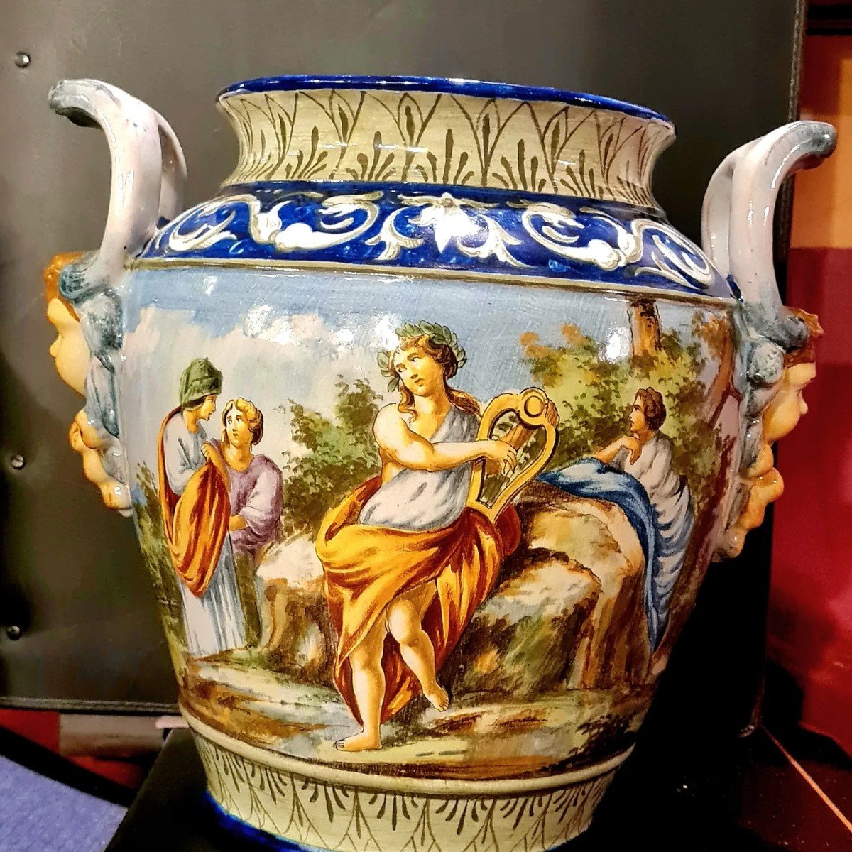 Qualité !Rare Vase Urbino Italie XIXe Faience Ceramique Majolique Style Renaissance Belle Déco.-photo-2