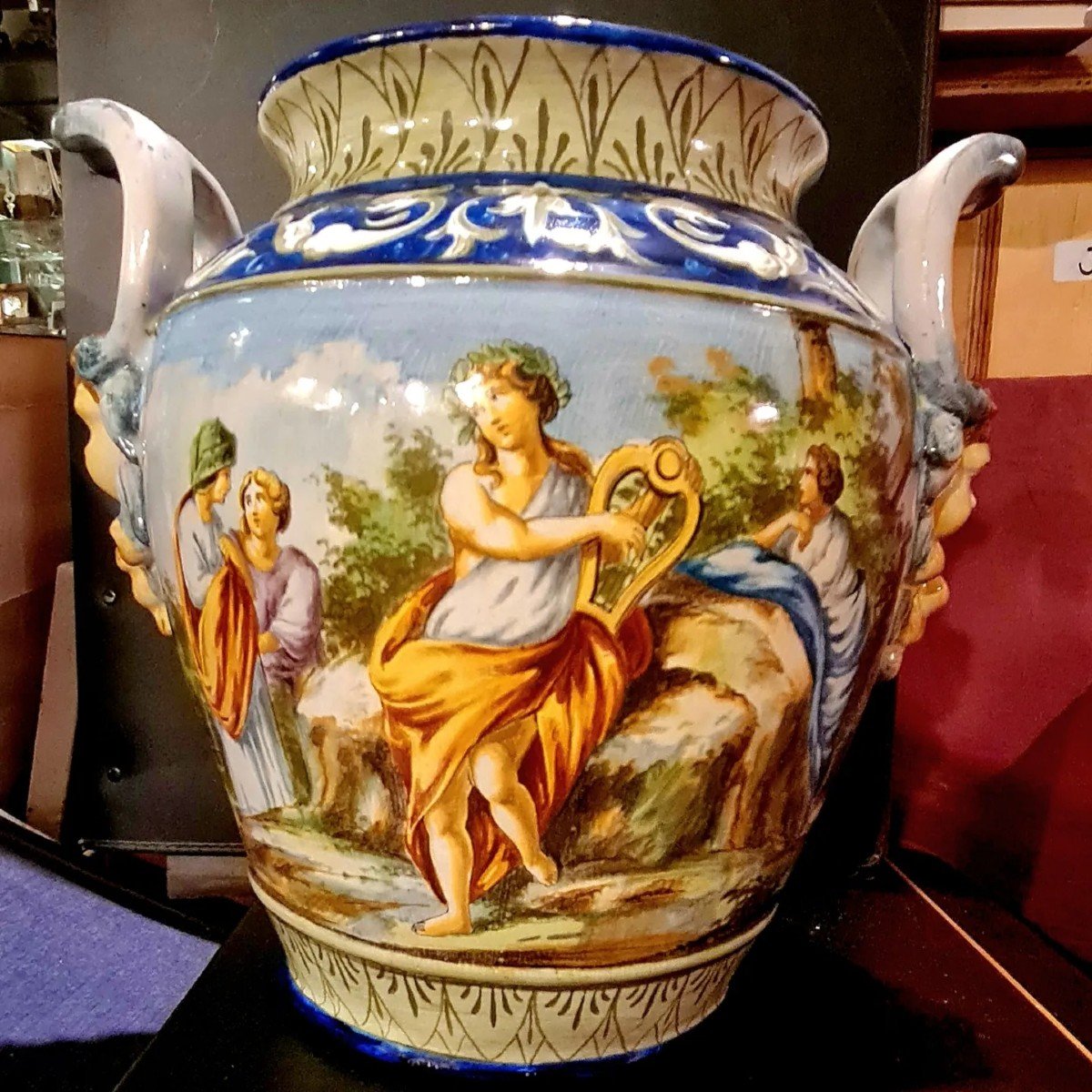 Qualité !Rare Vase Urbino Italie XIXe Faience Ceramique Majolique Style Renaissance Belle Déco.-photo-3