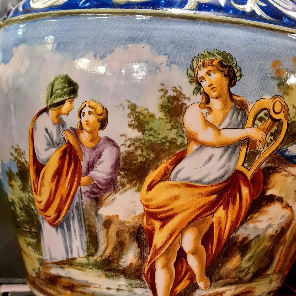 Qualité !Rare Vase Urbino Italie XIXe Faience Ceramique Majolique Style Renaissance Belle Déco.-photo-5