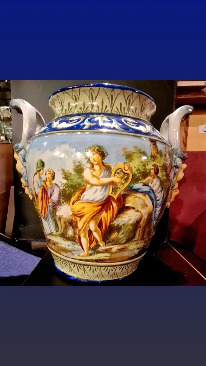 Qualité !Rare Vase Urbino Italie XIXe Faience Ceramique Majolique Style Renaissance Belle Déco.-photo-7